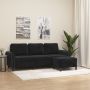 Trivietė sofa su pakoja, juodos spalvos, 180cm, aksomas