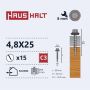 Savisriegiai 4.8X25 MED+EPDM RAL9006 15VNT