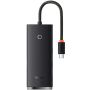 USB šakotuvas Baseus USB-C male, 4 x USB/USB-C female, juoda