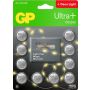 Elementai GP ULTRA+ 10 vnt. CR2032 ir lempučių girlianda