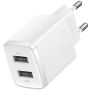 Įkroviklis Baseus Compact Charger 2U, 2 x USB, balta, 10.5 W