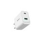 Adapteris Sponge C2 45W GaN, USB-C/USB-A, balta