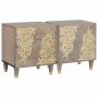 Naktinis staliukas su durelėmis 2 pcs Pilka 40 x 33 x 46 cm