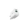 Adapteris Sponge C1 22.5W GaN, USB-C/USB-A, balta