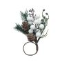 Dirbtinė šakelė/ servetėlės laikiklis, balta/žalia, 15 cm