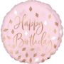 Apskritas balionas HAPPY BIRTHDAY, rožinis, 1 vnt.
