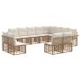 Lauko sofos komplektas 12 pcs Natūralus ir grietinėlės baltas