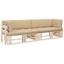 Dvivietė sofa iš palečių su pagalvėlėmis, impregnuota pušis
