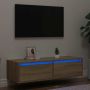 Televizoriaus spintelė su LED apšvietimu, ąžuolo, 100X35,5x25cm