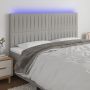 Galvūgalis su LED, šviesiai pilkas, 160x5x118/128cm, audinys