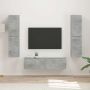 TV spintelių komplektas 6 pcs Betono pilka Apdirbta mediena