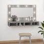 Veidrodinė spintelė su LED, pilka ąžuolo, 90x31,5x62 cm