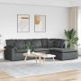 Modulinė sofa su pakoja ir pagalvėlėmis, audinys, tamsiai pilka