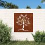 Sodo sienos dekoracija, 55x55cm, corten plienas, medžio dizaino