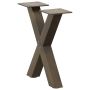 Kavos staliuko kojelės, X formos, 2 vnt., natūralus plienas, 30x(30-31) cm, plienas
