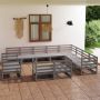 Sodo poilsio baldų komplektas, 12 dalių, pilkas, pušies masyvas