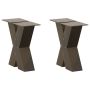 Kavos staliuko kojelės, X formos, 2 vnt., natūralus plienas, 40x(30-31) cm, plienas