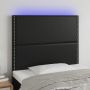 Galvūgalis su LED, juodos spalvos, 100x5x118/128cm dirbtinė oda