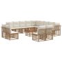 Lauko sofos komplektas 14 pcs Natūralus ir grietinėlės baltas