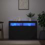 Šoninė spintelė su LED apšvietimu, juoda, 115,5x30x75cm