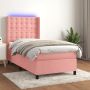 Lova su spyruoklėmis/čiužiniu/LED, rožinė, 90x200cm, aksomas