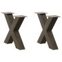 Kavos staliuko kojelės, X formos, 2 vnt., natūralus plienas, 60x(42-43) cm, plienas