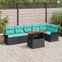 Sodo Sofų Rinkinys su saugykla 7 pcs Juoda Poli ratanas