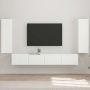 TV sieninio kabineto komplektas 4 pcs Aukštai blizganti balta