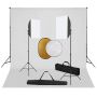 Fotostudijos komplektas su šviesdėžėmis, fonu ir reflektoriumi