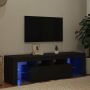 Televizoriaus spintelė su LED apšvietimu, juoda, 140x36,5x40cm