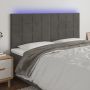 Galvūgalis su LED, tamsiai žalias, 160x5x118/128cm, aksomas