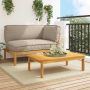 Sofos komplektas su pagalve 2 pcs Taupe Kietos akacijos mediena