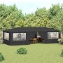 Proginė palapinė su šoninėmis sienomis, antracito, 4x9m, 90g/m²