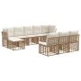 Lauko sofos komplektas 4 pcs Natūralus ir grietinėlės baltas