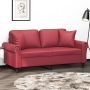Dvivietė sofa su pagalvėlėmis, vyno, 140cm, dirbtinė oda