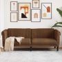 Trivietė sofa, rudos spalvos, dirbtinė versta oda