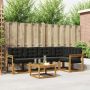 Lauko sofos komplektas su pagalve 6 pcs Natūrali ir juoda