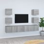 TV spintelių komplektas, 7 dalių, pilkas ąžuolo, mediena