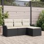Sodo Sofų Rinkinys su pagalve 4 pcs Juoda Poli ratanas