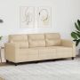 Trivietė sofa, kreminės spalvos, 180cm, mikropluošto audinys