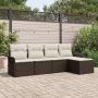 Lauko sofa su pagalve 5 pcs Ruda poliratanas