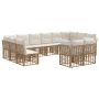Lauko sofos komplektas 12 pcs Natūralus ir grietinėlės baltas