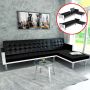 Sofa-lova, juoda, L formos, dirbtinė oda