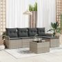 Lauko sofa su pagalve 6 pcs Šviesiai pilka poliratanas