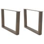 Kavos staliuko kojelės, V formos, 2 vnt., natūralus plienas, 70x(42-43,3) cm, plienas