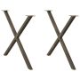 Valgomojo stalo kojelės, X formos, 2 vnt., natūralus plienas, 90x(72-73) cm, plienas