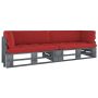 Dvivietė sofa iš palečių su pagalvėlėmis, impregnuota pušis