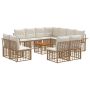 Lauko sofos komplektas 12 pcs Natūralus ir grietinėlės baltas