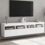 Sieninės TV spintelės su LED, 2vnt., baltos, 80x30x40cm