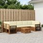 Lauko sofos komplektas su pagalve 8 pcs Natūralus ir grietinėlė
